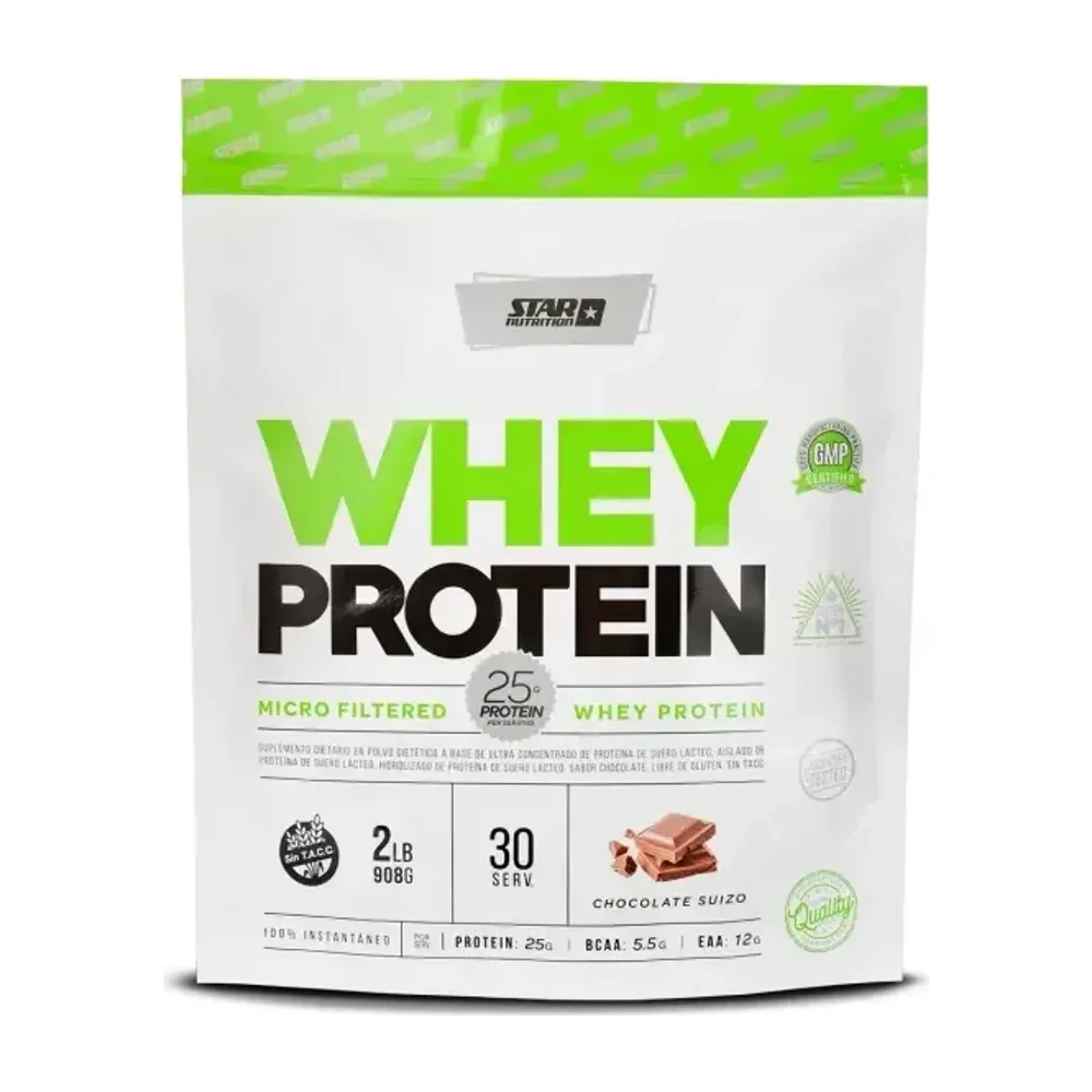 Envase de Star Nutrition Whey Protein Doypack 908 g